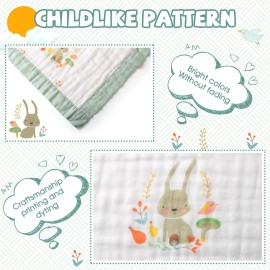 Gihims Baby Muslin Swaddle Blankets - Large Cotton Receiving Blanket Nursing Cover, Soft Kids Toddler Blanket for Boys & Girls, Lightweight, Breathable Baby Crib Blanket, 43.3x43.3 (Rabbits)