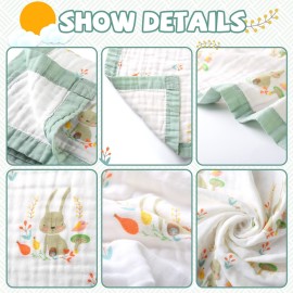 Gihims Baby Muslin Swaddle Blankets - Large Cotton Receiving Blanket Nursing Cover, Soft Kids Toddler Blanket for Boys & Girls, Lightweight, Breathable Baby Crib Blanket, 43.3x43.3 (Rabbits)