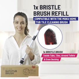 Moku Home Replacement Scrubber Refill for Extendable Tub Tile Shower Scrubber for Cleaning Non-Scratch (1x Bristle Brush Red)