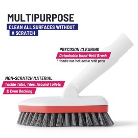 Moku Home Replacement Scrubber Refill for Extendable Tub Tile Shower Scrubber for Cleaning Non-Scratch (1x Bristle Brush Red)