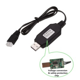 KOMITASUI Charger Cable Replacement for SCX24 RC Car, SCX10 RC Car, Splatter Ball Gun, Quadcopter, Drone - 7.4V 2S Lipo Battery Charger, XH-3P USB Charger Cable(2 Pack)