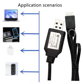 KOMITASUI Charger Cable Replacement for SCX24 RC Car, SCX10 RC Car, Splatter Ball Gun, Quadcopter, Drone - 7.4V 2S Lipo Battery Charger, XH-3P USB Charger Cable(2 Pack)