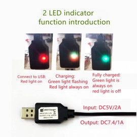 KOMITASUI Charger Cable Replacement for SCX24 RC Car, SCX10 RC Car, Splatter Ball Gun, Quadcopter, Drone - 7.4V 2S Lipo Battery Charger, XH-3P USB Charger Cable(2 Pack)