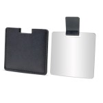 Shatterproof Stainless Steel Compact Mirror for Purses, Unbreakable Mirror Travel with PU Leather Case Cover, Handheld Camping Shaving Mirror for Women & Men, Makeup, Gift (Black)