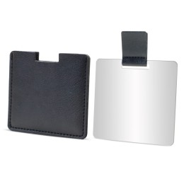 Shatterproof Stainless Steel Compact Mirror for Purses, Unbreakable Mirror Travel with PU Leather Case Cover, Handheld Camping Shaving Mirror for Women & Men, Makeup, Gift (Black)