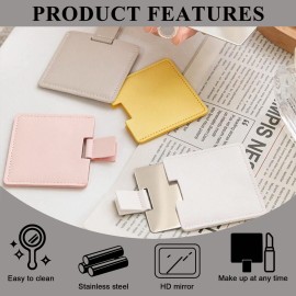 2Pcs Shatterproof Stainless Steel Compact Mirror for Purses, Unbreakable Mirror Travel with PU Leather Case Cover, Handheld Camping Shaving Mirror for Women & Men, Makeup, Gift (Gray & White) 2Pcs Shatterproof Stainless Steel Compact Mirror for Purses, Unbreakable Mirror Travel with PU Leather Case Cover, Handheld Camping Shaving Mirror for Women & Men, Makeup, Gift (Gray & White)