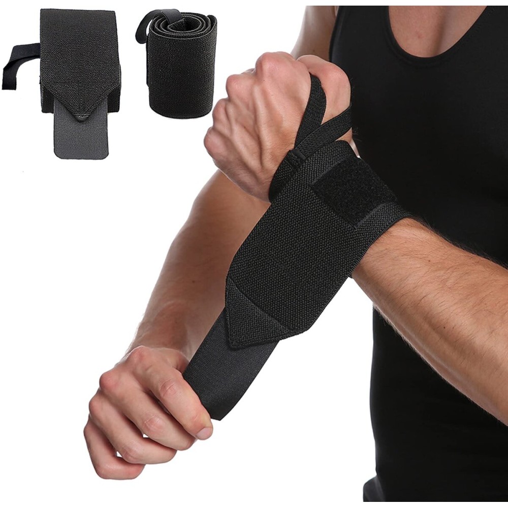 SUJAYU Wrist Wraps, 2 Pack Wrist Brace Wrist Straps for Weightlifting, Wrist Straps Lifting Straps Wrist Weights Carpal Tunnel Wrist Brace, Wrist Brace for Working Out Gym Accessories for Men (Black)