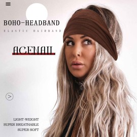 Acenail Wide Headbands Women Knotted Turban Headband Elastic Non Slip Hairbands Workout Yoga Sweatbands Cotton Hair Scarfs Boho Head Wraps Fashion Hair Accessories for Women 4Pcs (Solid)