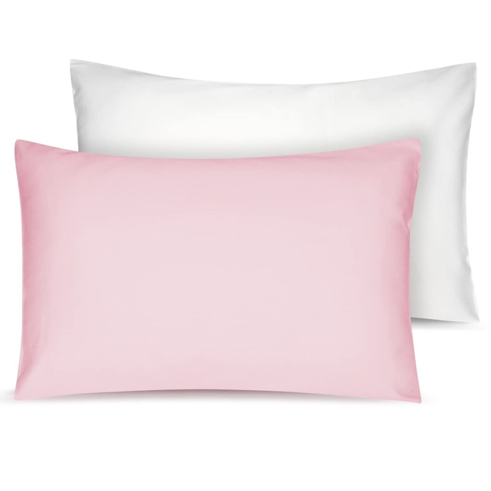 Soft Organic Cotton Toddler Pillowcases 14 X 20 Inches, Fit 13 X 18, 14 X 19 Pillows, Smooth Pearl Cotton Baby Pillowcases with Envelope Closure, Pink and Ivory, Set of 2