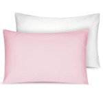 Soft Organic Cotton Toddler Pillowcases 14 X 20 Inches, Fit 13 X 18, 14 X 19 Pillows, Smooth Pearl Cotton Baby Pillowcases with Envelope Closure, Pink and Ivory, Set of 2