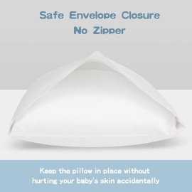 Soft Organic Cotton Toddler Pillowcases 14 X 20 Inches, Fit 13 X 18, 14 X 19 Pillows, Smooth Pearl Cotton Baby Pillowcases with Envelope Closure, Pink and Ivory, Set of 2