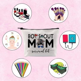 TSOTMO Scout Mom Gift Scout Mom Appreciation Survival Kit Scouting Zipper Pouch Makeup Bag(survival kit BoySMom)