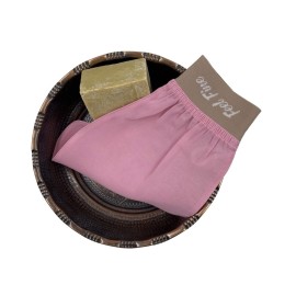 Feel Fine Turkish Exfoliating Mitt - 100% Natural Plant Silk Hammam Kese Glove for Men & Women | Handcrafted Skin Peeling Scrubber, Vegan Shower, Bath & Sauna Exfoliator (Candy Pink & Feel Fine)