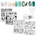 KADS Nail Stamping Plate Nail Stamp Template Stamper Scraper Set French Nails Summer Flower Flamingo Rose