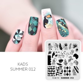 KADS Nail Stamping Plate Nail Stamp Template Stamper Scraper Set French Nails Summer Flower Flamingo Rose