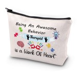 JYTAPP Behavior Therapist Gift ABA BCBA Behavior Analyst Gift Being An Awesome Behavior Therapist is a Work Of Heart Cosmetic Bag BCBA Graduation Gift