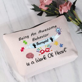 JYTAPP Behavior Therapist Gift ABA BCBA Behavior Analyst Gift Being An Awesome Behavior Therapist is a Work Of Heart Cosmetic Bag BCBA Graduation Gift