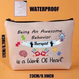 JYTAPP Behavior Therapist Gift ABA BCBA Behavior Analyst Gift Being An Awesome Behavior Therapist is a Work Of Heart Cosmetic Bag BCBA Graduation Gift