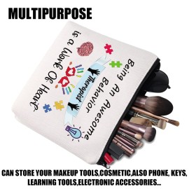 JYTAPP Behavior Therapist Gift ABA BCBA Behavior Analyst Gift Being An Awesome Behavior Therapist is a Work Of Heart Cosmetic Bag BCBA Graduation Gift