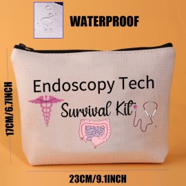 JYTAPP Endoscopy Tech Survival Kit, GI Gastroenterology Nursing Makeup Bag, Waterproof Polyester, Beige