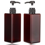 Pump Bottle Dispenser 22oz/650ml Jansburg 2Pack Refillable Square Plastic Lotion Dispenser Empty Lotion Pump Bottle for Essential Oil Lotion, Shampoo, Bathroom Travel Amber