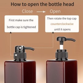 Pump Bottle Dispenser 22oz/650ml Jansburg 2Pack Refillable Square Plastic Lotion Dispenser Empty Lotion Pump Bottle for Essential Oil Lotion, Shampoo, Bathroom Travel Amber