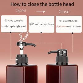 Pump Bottle Dispenser 22oz/650ml Jansburg 2Pack Refillable Square Plastic Lotion Dispenser Empty Lotion Pump Bottle for Essential Oil Lotion, Shampoo, Bathroom Travel Amber