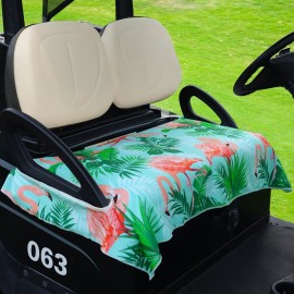 ENYORSEL Golf Cart Seat Covers, Flamingos Golf Cart Seat Towel Blanket for All EZGO, Yamaha, Club Cars, Icon and More 2/4-seats Cart, 100% Microfiber, Essential Golf Cart Accessories, 51\'\' x 31\'\'