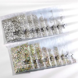 DIAO79NI Rhinestones 1440pcs SS3 Glass Nail Art Crystal AB Color Flatback Gemstones for Crafts Nails Makeup Bags and Shoes DecorationSS3, AB Color