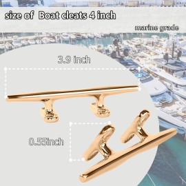 Brass Boat Cleat 4 inch Brass Boat, Boat Dock Cleat,Open Base Boat Cleat,Mooring Accessories, Copper Plated Boat Cleats For Mooring Boat,Hooks,Handle,Nautical Decor,pack of 2