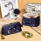 Patelai 2 Pcs Velvet Stars Makeup Bag Cosmetic Bag Handy Travel Starry Makeup Pouch Portable Embroidered Pouch Toiletry Wash Bag Cute Storage Bag Clutch Handbags(Navy,Sun Moon)