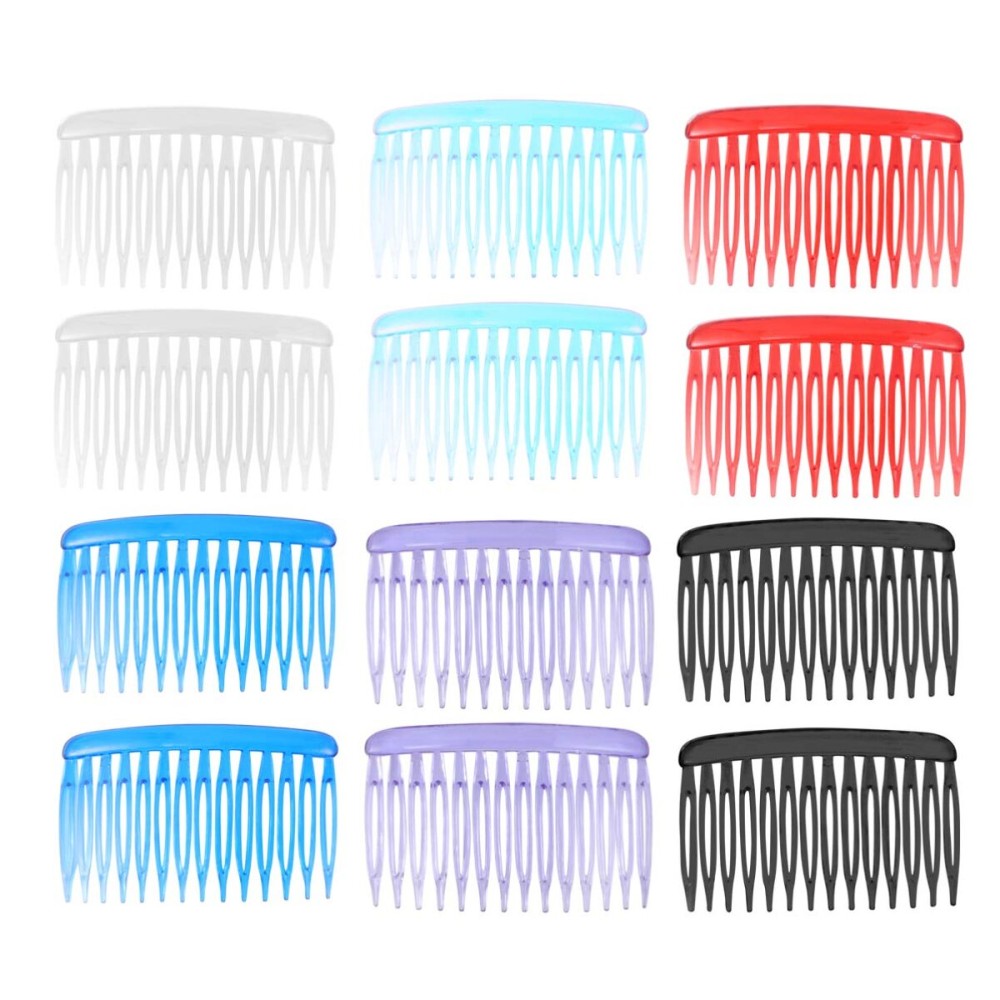 Plastic Hair Combs French Hair Side Combs Vintage Hair Comb Colorful Hair Side Comb Hair Clip for Women and Girls (12 Pcs, Random Color)