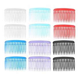 Plastic Hair Combs French Hair Side Combs Vintage Hair Comb Colorful Hair Side Comb Hair Clip for Women and Girls (12 Pcs, Random Color)