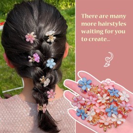 Ahoney 12Pcs Small Crystal Hair Clips, Mini Flower Barrettes for Women, Fine Hair Alligator Bling Hairpins in 6 Colors