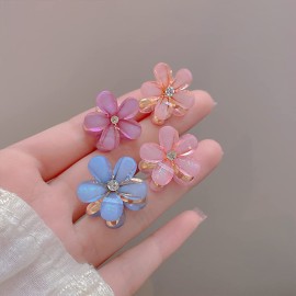 Ahoney 12Pcs Small Crystal Hair Clips, Mini Flower Barrettes for Women, Fine Hair Alligator Bling Hairpins in 6 Colors