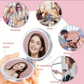 Acedada Compact Mirror - Pocket & Travel Mini Folding Handheld Double-Sided 1x/2x Magnifying Mirror for Women & Girls Acedada Compact Mirror - Pocket & Travel Mini Folding Handheld Double-Sided 1x/2x Magnifying Mirror for Women & Girls