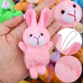 Fovths 64 Pieces Mini Plush Animals Toys Set Cute Small Stuffed Animal Keychain Jungle Animal Decor Goodie Bag Basket Fillers for Birthday Christmas Party