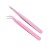 MAXLEAF 2PCS Stainless Tweezers Straight Curved Tweezers for Stickers Eyelash Extensions Precision Electronics Nail Rhinestone Jewelry, Scrapbooking Tools (Pink)