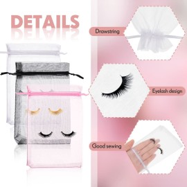 Reginary 100 Pcs Eyelash Aftercare Bags Eye Lash Print Makeup Bags Empty Beauty Gift Women Drawstring Cosmetic Organza Pouch for Makeup Jewelry Supplies(4 x 6 Inch,Multicolored)