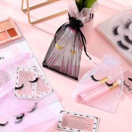 Reginary 100 Pcs Eyelash Aftercare Bags Eye Lash Print Makeup Bags Empty Beauty Gift Women Drawstring Cosmetic Organza Pouch for Makeup Jewelry Supplies(4 x 6 Inch,Multicolored)