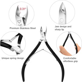 4 Packs Cuticle Nipper, Premium Stainless Steel Cuticle Trimmer for Manicure & Pedicure at Home/Spa/Salon [Black]