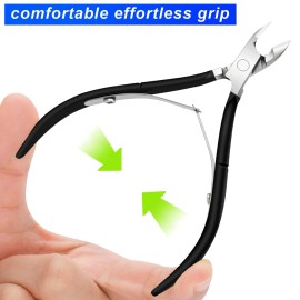 4 Packs Cuticle Nipper, Premium Stainless Steel Cuticle Trimmer for Manicure & Pedicure at Home/Spa/Salon [Black]