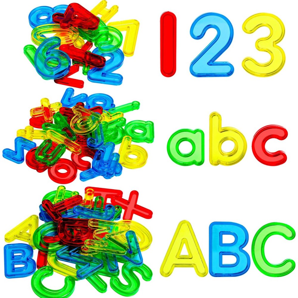 67 Pcs Plastic Practice Set Transparent Letters and Numbers Include Uppercase Letters Lowercase Letters and Numbers Colorful Plastic Letters and Numbers for Kids Counting and Spelling, Ages 3+