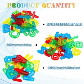 67 Pcs Plastic Practice Set Transparent Letters and Numbers Include Uppercase Letters Lowercase Letters and Numbers Colorful Plastic Letters and Numbers for Kids Counting and Spelling, Ages 3+