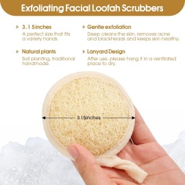 Face Exfoliating Loofah Pads Scrubber, 6 Pcs Luffa Facial Cleanser Sponges Brush, Natural loofa Exfoliator Scrub Pad for Massage Pores and Cleansing Blackheads for Men Women Without Hurting Skin
