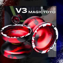 MAGICYOYO Professional Responsive Yoyo V3, Metal Yoyo for Kids Beginners Alloy Yoyo for Adults with KK Bearing + Bearing Removal Tool + Axle + Storage Bag + 12 Yoyo Strings (Black Red)
