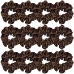 Sufermoe 12 Pcs Satin Silk Hair Scrunchies, 4.5 Inch Dark Brown Soft Hair Ties for Women and Girls, Hair Accessories for Different Hairstyles and Occasions
