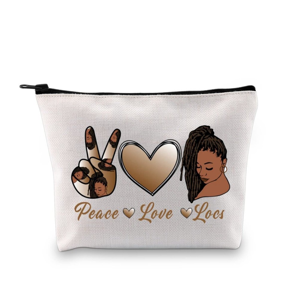 JXGZSO Peace Love Black Women Cosmetic Bag Natural Hair Makeup Bag black Woman Gift Black Owned Business Gift