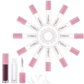 YITOU 12PCS Lip Glaze Bottle Empty 5ml, Transparent Cosmetic Containers with Applicator Lip Gloss Tube Making Kit Lipstick Bottle for Homemade Foundation Sample Cute Bulk Wholesale(0.81oz)