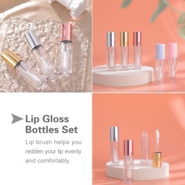 YITOU 12PCS Lip Glaze Bottle Empty 5ml, Transparent Cosmetic Containers with Applicator Lip Gloss Tube Making Kit Lipstick Bottle for Homemade Foundation Sample Cute Bulk Wholesale(0.81oz)
